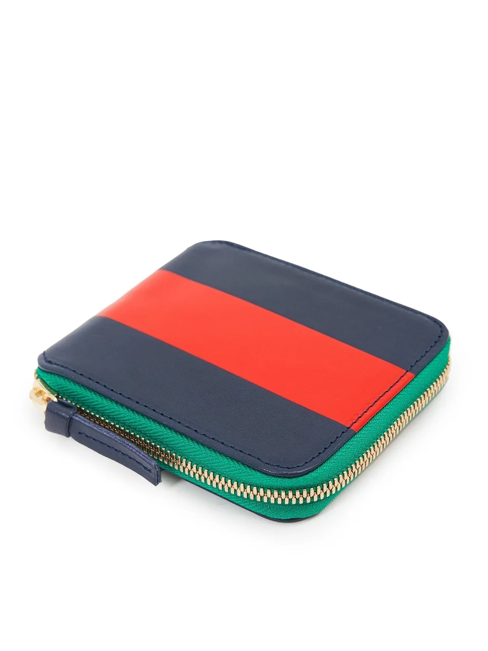 Clare V Navy Wallet with Red Stripe and Teal Zipper